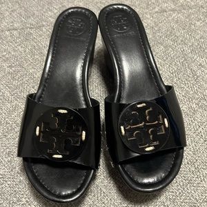 Tory Burch Black Wedge Slides